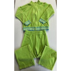 Vintage Y2K Just Friends Girls Green Velour Tracksuit 2 Pc Set Size 6X
